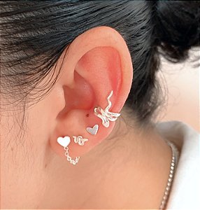 Piercing Cobrinha cravejada Prata 925 - Amor e Cor Pratas