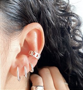 Piercing fake corrente grossa banhado a prata