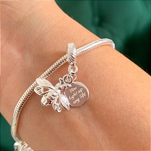 Berloque vagalume frase banhado a prata banhado a prata