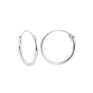 Argola lisa basiquinha 16mm em prata 925