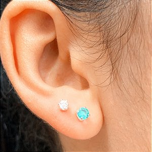 Kit de brincos zircônia verde banhado a prata