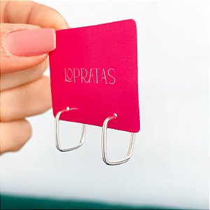 Argola quadrada pequena prata 925
