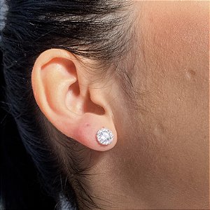 Brinco inspiração Swarovski pedra banhado a prata