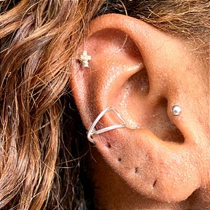 Piercing fake 2 fios cruzado banhado a prata