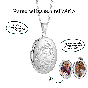 Cordão relicário oval 50cm banhado a prata [com foto]