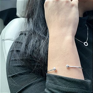 Bracelete Boho esfera banhado a prata