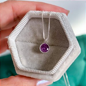 Cordão ponto de luz 45cm redondo Ametista prata 925