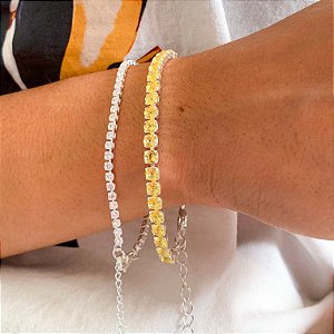 Conjunto de pulseiras luxo zircônia banhado a prata