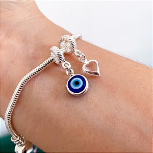 Kit de berloques olho grego banhado a prata