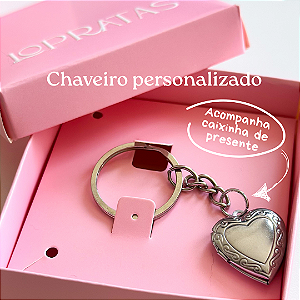 Chaveiro relicário coração borda pesonalizado Aço inox