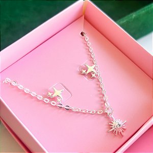 Conjunto estrelas banhado a prata