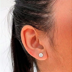 Brinco zircônia redonda 5mm Prata 925