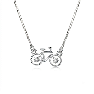 Cordão Esportes bicicleta cravejada bike banhado a prata