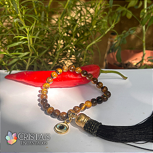 Japamala olho de tigre 27 contas 8mm