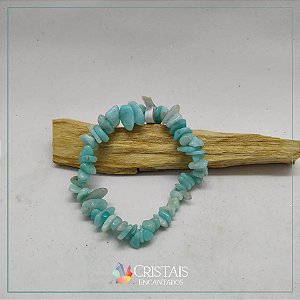 Pulseira cascalho de água marinha