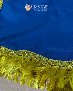 Toalha para jogar baralho azul com acabamento dourado