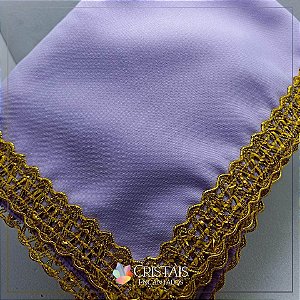 Toalha para baralho lilás com acabamento dourado