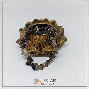 Pulseira cascalho de quartzo fumê