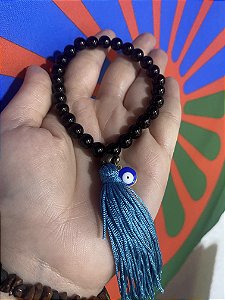 Japamala de 27 contas, 8mm, obsidiana.
