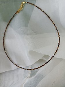 Chocker esferas de olho de tigre facetadas
