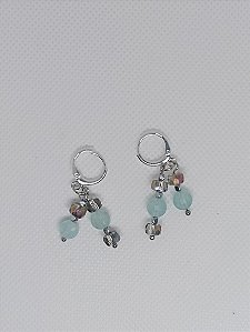 Brinco Água Marinha com Cristal Irizado