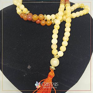 Japamala de 108 contas calcita mel,calcita laranja 8mm