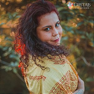 Echarpe amarela com figura Ganesha