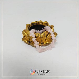 Pulseira cascalho quartzo rosa