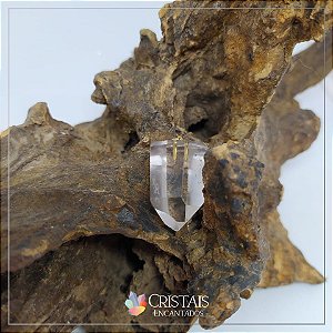 Pingente de ponta geradora de quartzo transparente (peça unica)