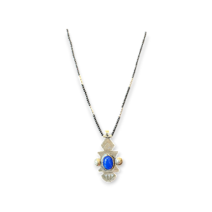 Colar Berbere com Pingente e Pedra Azul