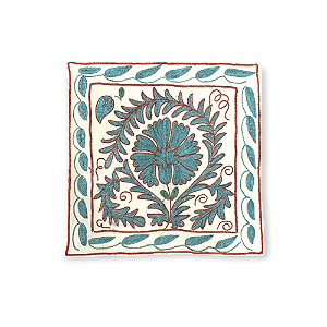 Capa para Almofada Bordada à Mão Suzani - Floral Verde