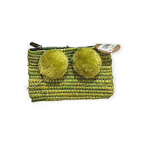 BOLSA MARROQUINA RÁFIA COLOR - VERDE 2 POMPONS