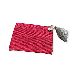 BOLSA CARTEIRA MARROQUINA EM RÁFIA VERMELHA COM TASSEL (26X34)