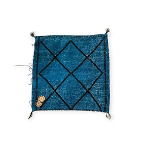 CAPA MARROQUINA PARA ALMOFADA 48 X 58 CM - AZUL COM LOSANGOS PRETOS