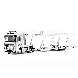 Miniatura GCD 1:64 Carreta Cegonha Mercedes-Benz Actros Prata