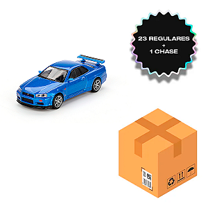 Caixas Master c/ 24 Mini GT 1:64 Nissan Skyline GT-R (R34) #759