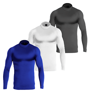 Kit 3 Camisas Térmicas Proteção UV Gola Alta Manga Longa