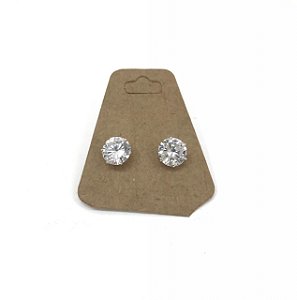 Brinco PRATA PURA Unisex Pedra Zircônia Natural 10 mm
