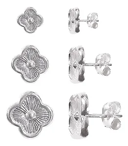 Trio de Brincos de Prata 925 Trevo