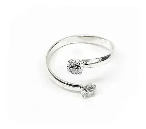 Anel Ajustável Para Falange 2 Zircônias Prata 925