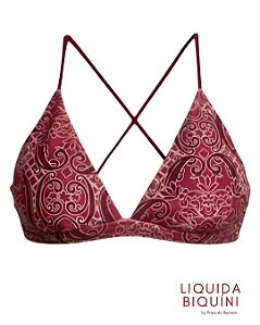 Biquíni Transpassado Cruzado Estampa Renda Vinho