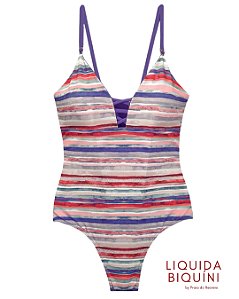 Maio Tiras Cruzadas Estampa Lilás