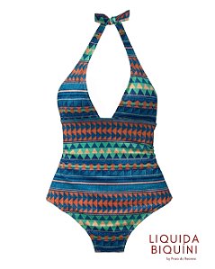 Maiô Frente Única Estampa Geométrica