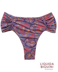 Calcinha Leque Alta Estampado Lilás