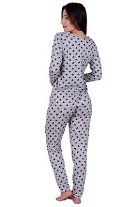 Pijama feminino longo - Azul com estrelas