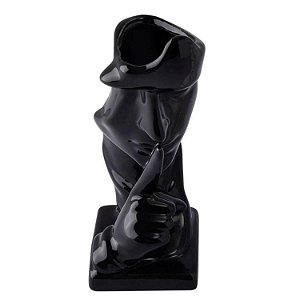 Estátua de Rosto Decorativo Estatueta Pensador Em Sinal De Silêncio Ceramica Decorativa
