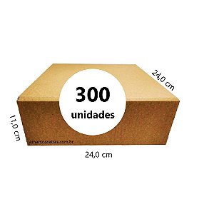 Caixa de Papelão - C:24,0cm L:24,0cm A:11,0cm – Onda Simples - Pacote com 300 Unidades