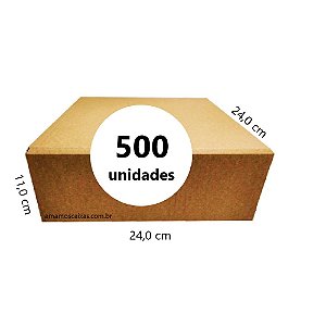 Caixa de Papelão - C:24,0cm L:24,0cm A:11,0cm – Onda Simples - Pacote com 500 Unidades