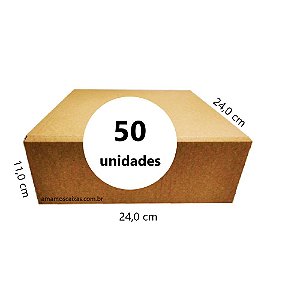 Caixa de Papelão - C:24,0cm L:24,0cm A:11,0cm – Onda Simples - Pacote com 50 Unidades