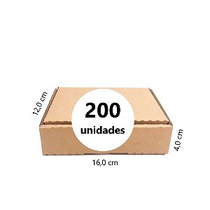 Caixa de Papelão para envio Correio Mini C:16,0 x L:12,0 x A:4,0 cm - Parda - Pacote com 200 Unidades